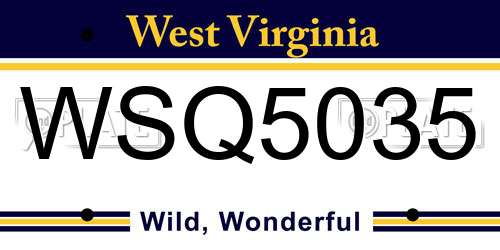 WSQ5035 West Virginia License Plate