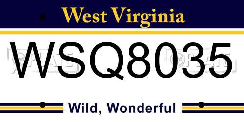 WSQ8035 West Virginia License Plate