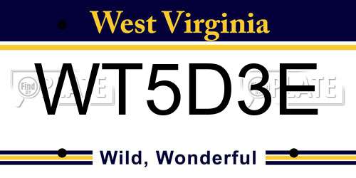 WT5D3E West Virginia License Plate