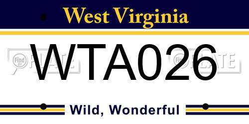 WTA026 West Virginia License Plate
