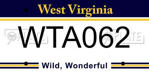 WTA062 West Virginia License Plate