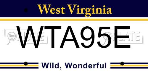 WTA95E West Virginia License Plate