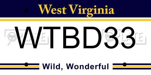 WTBD33 West Virginia License Plate