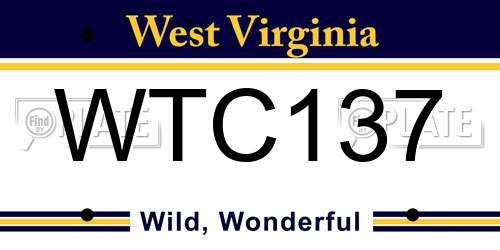 WTC137 West Virginia License Plate