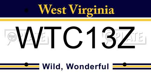 WTC13Z West Virginia License Plate