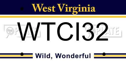 WTCI32 West Virginia License Plate