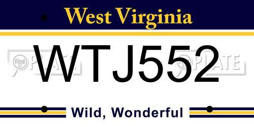 WTJ552 West Virginia License Plate