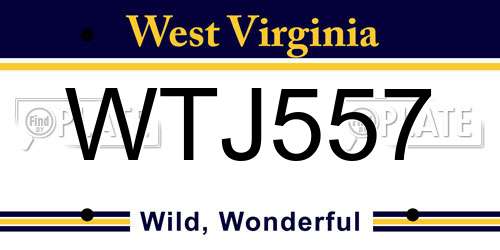 WTJ557 West Virginia License Plate