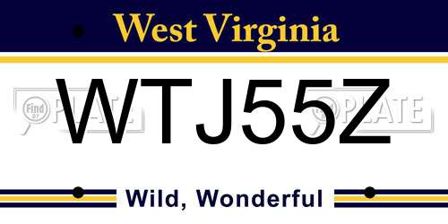 WTJ55Z West Virginia License Plate