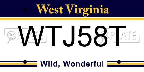 WTJ58T West Virginia License Plate
