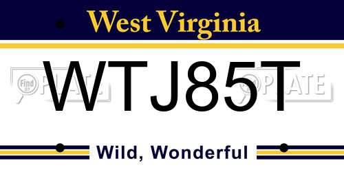 WTJ85T West Virginia License Plate