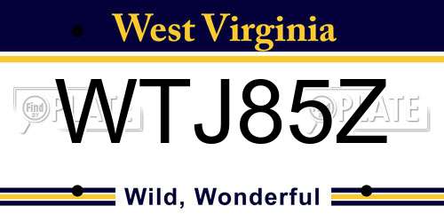 WTJ85Z West Virginia License Plate