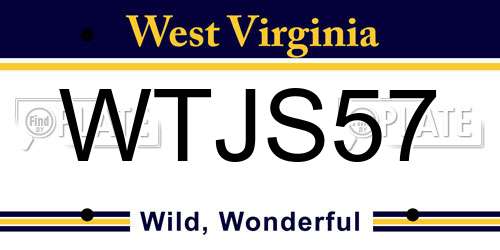 WTJS57 West Virginia License Plate