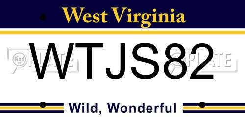 WTJS82 West Virginia License Plate