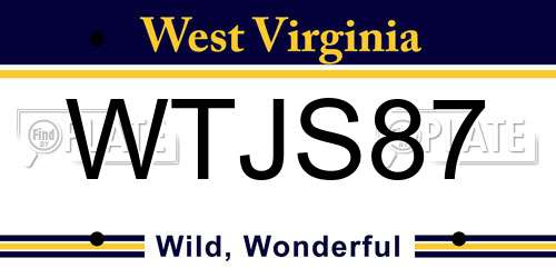 WTJS87 West Virginia License Plate