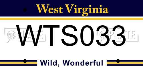 WTS033 West Virginia License Plate