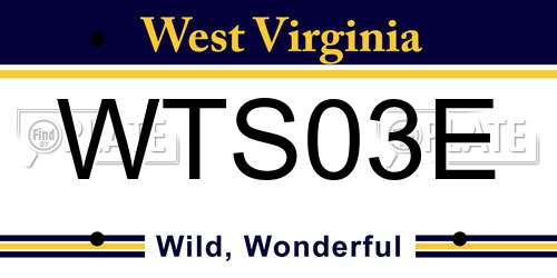 WTS03E West Virginia License Plate