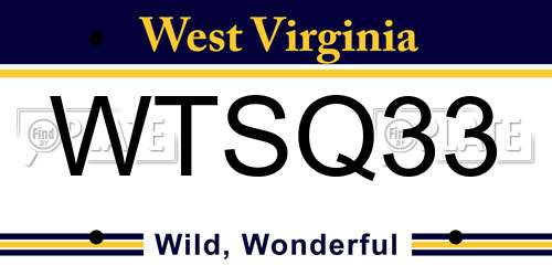 WTSQ33 West Virginia License Plate