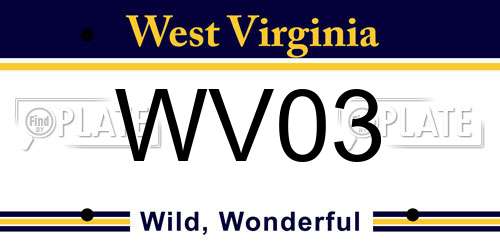 WV03 West Virginia License Plate