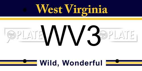 WV3 West Virginia License Plate