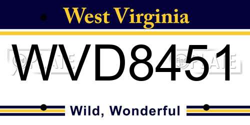 WVD8451 West Virginia License Plate