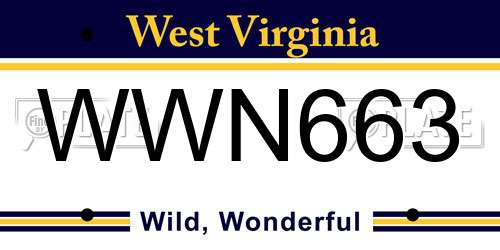 WWN663 West Virginia License Plate