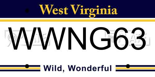 WWNG63 West Virginia License Plate