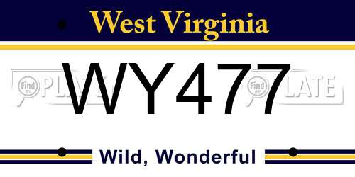 WY477 West Virginia License Plate