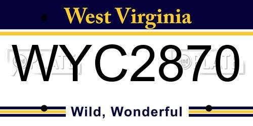 WYC2870 West Virginia License Plate