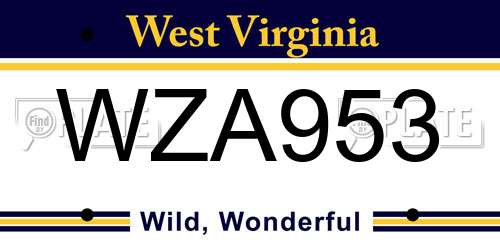 WZA953 West Virginia License Plate