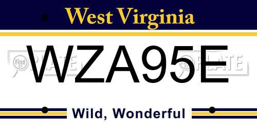 WZA95E West Virginia License Plate