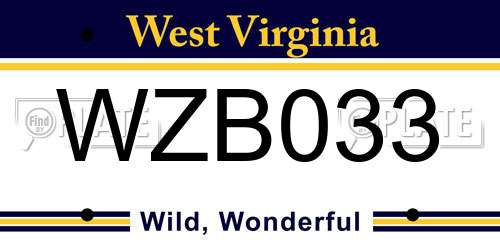 WZB033 West Virginia License Plate
