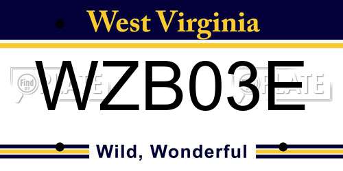 WZB03E West Virginia License Plate