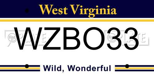 WZBO33 West Virginia License Plate