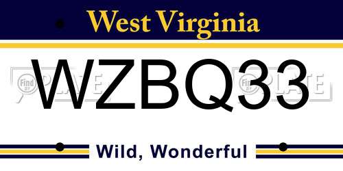 WZBQ33 West Virginia License Plate