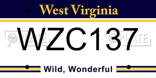 WZC137 West Virginia License Plate