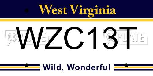 WZC13T West Virginia License Plate