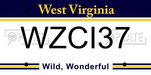 WZCI37 West Virginia License Plate