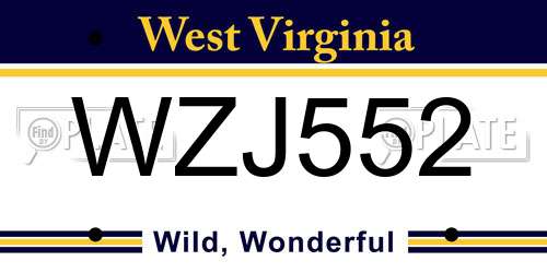 WZJ552 West Virginia License Plate