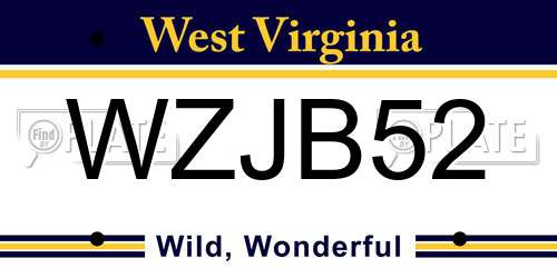 WZJB52 West Virginia License Plate