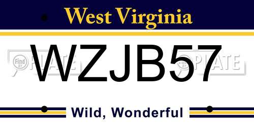 WZJB57 West Virginia License Plate