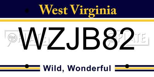 WZJB82 West Virginia License Plate