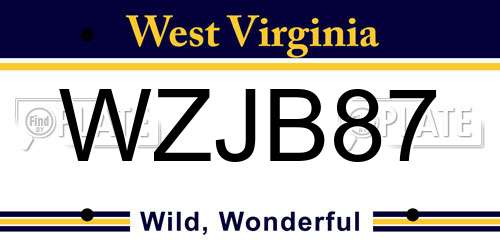 WZJB87 West Virginia License Plate