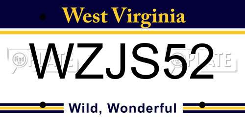 WZJS52 West Virginia License Plate