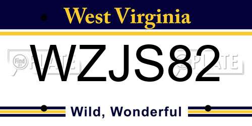WZJS82 West Virginia License Plate