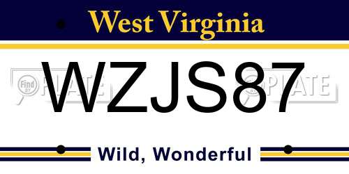 WZJS87 West Virginia License Plate