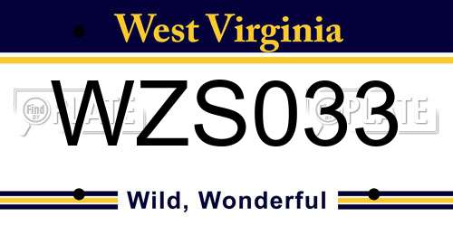 WZS033 West Virginia License Plate