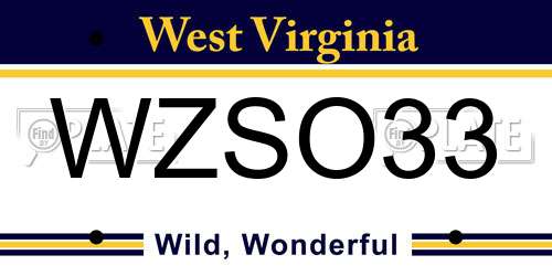 WZSO33 West Virginia License Plate