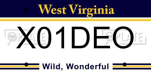 X01DEO West Virginia License Plate