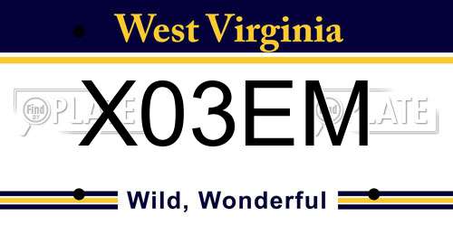 X03EM West Virginia License Plate